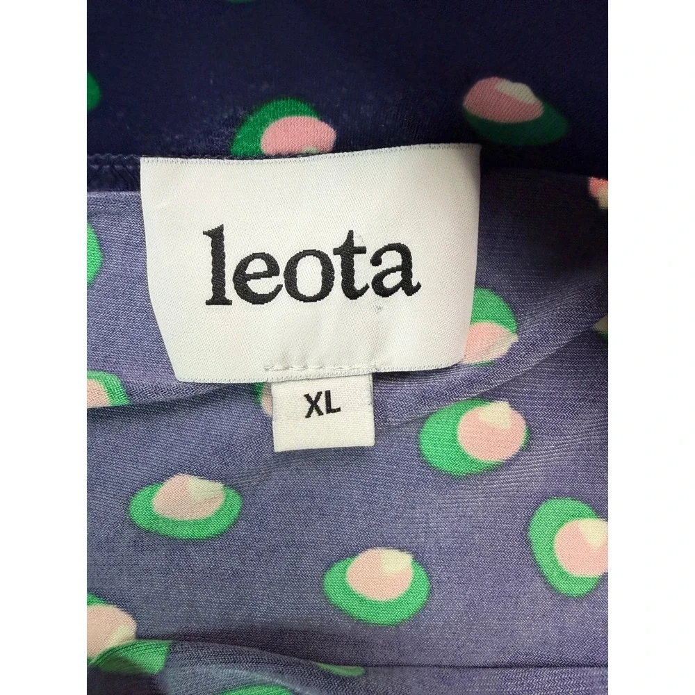 Leota Skirt Women XL‎ Blue Pink Green Polka Dot A-Line Stretch Casual Active